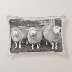 Vintage farmhouse sheep pillow in creams & greys.