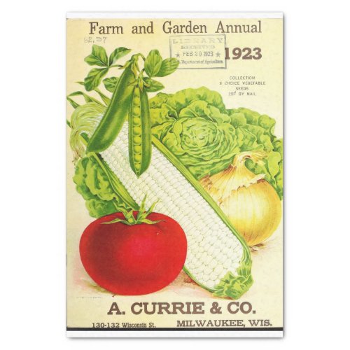 Vintage Farming Garden Vegetable Catalog Decoupage Tissue Paper