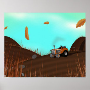 Vintage Farming Tractor Poster