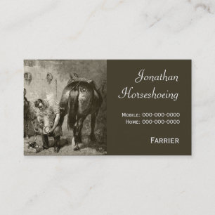 Vintage farrier fitting a hot shoe business card