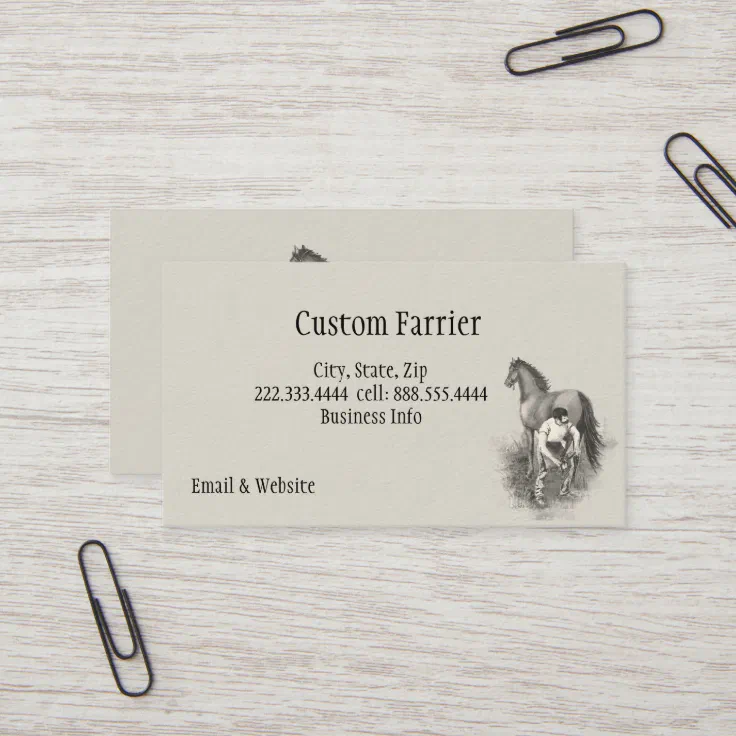 Vintage Farrier Horse Shoeing Black White Art Business Card Zazzle
