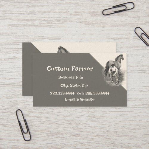 Vintage Farrier Horse Shoeing Hoof Trimming Business Card