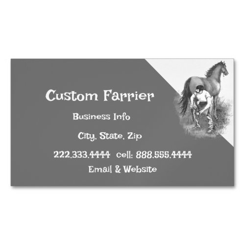 Vintage Farrier Horse Shoeing Hoof Trimming  Business Card Magnet