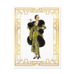 Vintage Fashion 20s Flapper Fur Cape Evening Gown Postcard