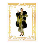 Vintage Fashion 20s Flapper Fur Cape Evening Gown Postcard
