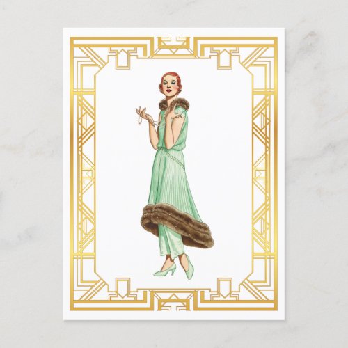 Vintage Fashion 20s Flapper Pant Dress Art Postcard