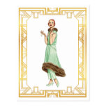 Vintage Fashion 20s Flapper Pant Dress Art Postcard