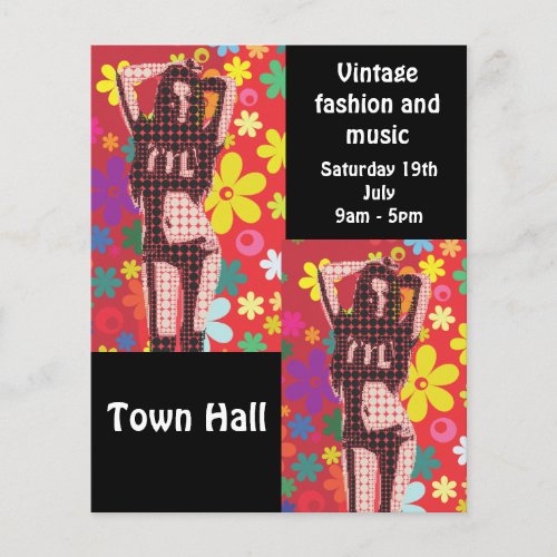 Vintage fashion 60s music retro sale flyers