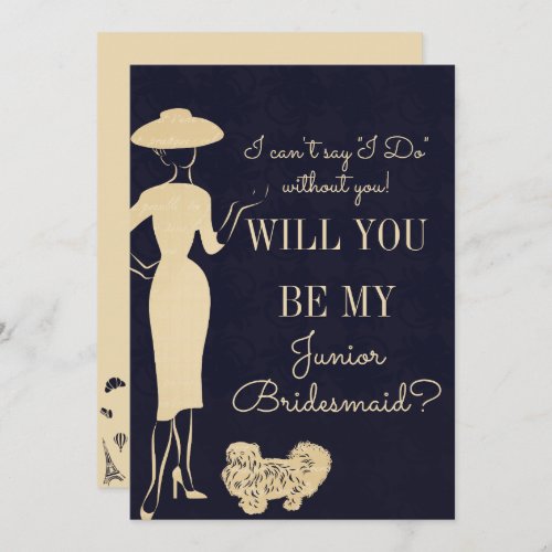 Vintage Fashion Be My Jr Junior Bridesmaid Card