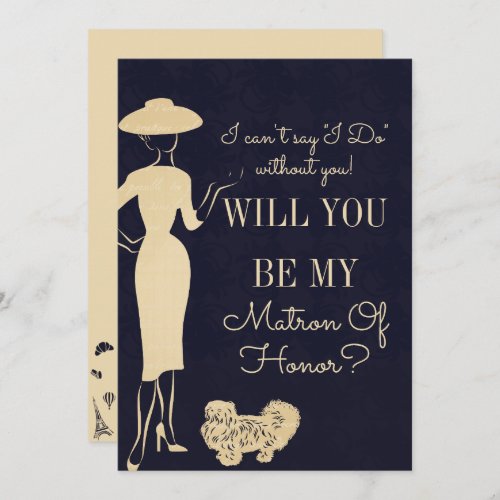 Vintage Fashion Be My Matron Of Honor Card