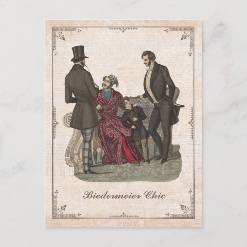 Vintage Fashion Biedermeier Gentlemen Custom Text Postcard