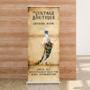 Vintage Fashion Boutique Seamstress Elegant Retro Retractable Banner