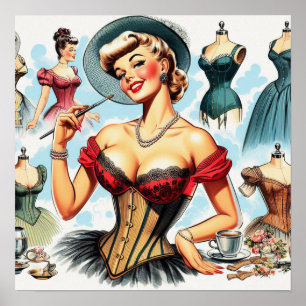 Vintage Fashion Corset Pin Up Poster