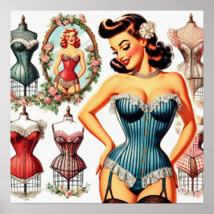 Vintage Fashion Corset Pin Up Poster