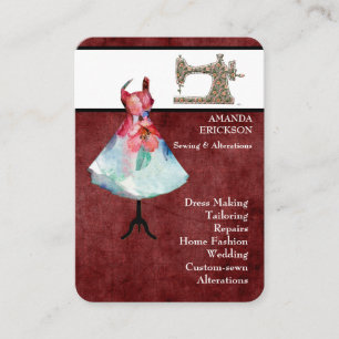 Vintage Fashion Crafts Girly Floral Sewing Busine Business Card