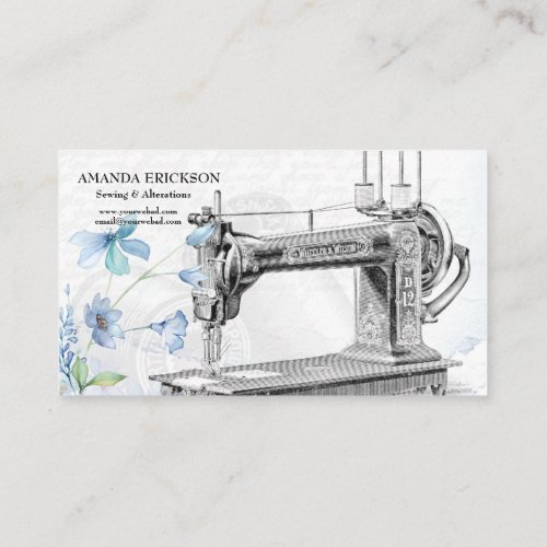 Vintage  Fashion Crafts Girly Floral Sewing Busine Business Card