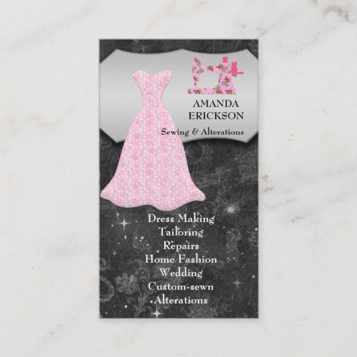 Vintage  Fashion Crafts Girly Floral Sewing Busine Business Card