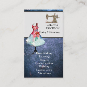 Vintage Fashion Crafts Girly Floral Sewing Business Card