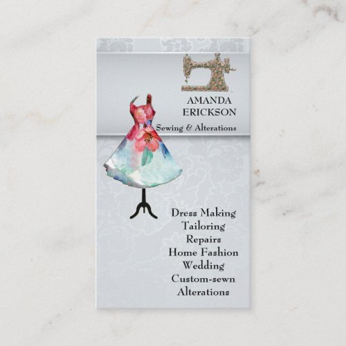 Vintage  Fashion Crafts Girly Floral Sewing Business Card