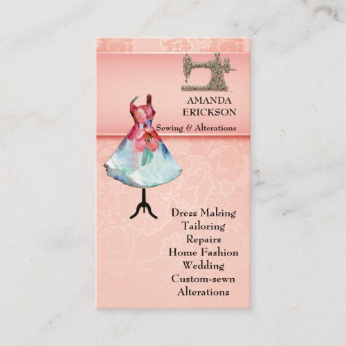Vintage  Fashion Crafts Girly Floral Sewing Business Card