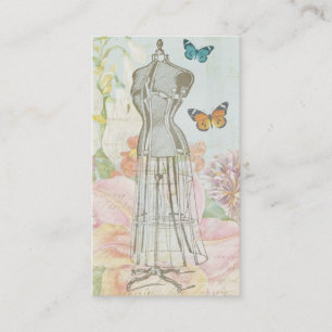 Vintage Fashion Designer Dress Form Antique Floral Business Card