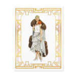 Vintage Fashion Flapper Fur Cape Evening Gown Postcard