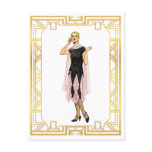 Vintage Fashion Flapper Pink and Black Dress Postcard