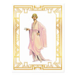 Vintage Fashion Flapper Pink Tea Time Dress Postcard