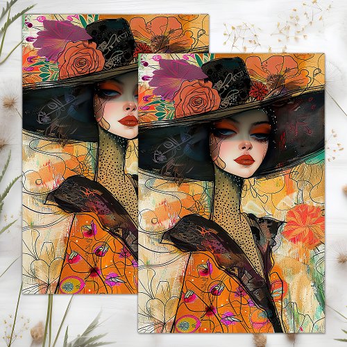 VINTAGE FASHION GIRL DECOUPAGE TISSUE PAPER