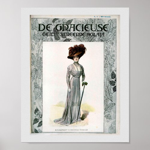 Vintage Fashion Illustration Elite Lady  Poster