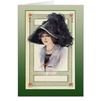 Vintage Fashion Illustration with Black Hat