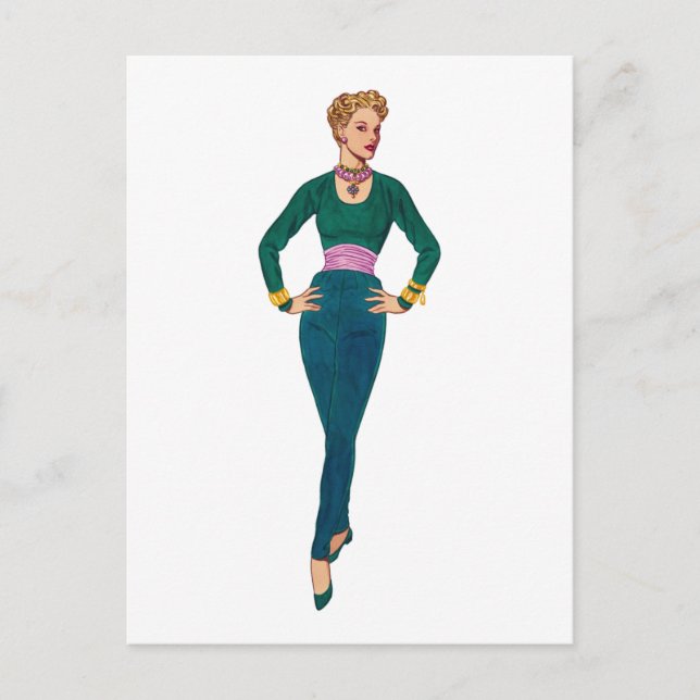 Vintage Fashion Image Postcard (Front)