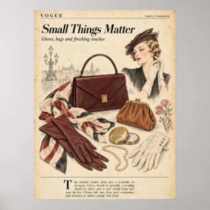 Vintage Fashion Junk Journal Pages, Retro Fashion Poster