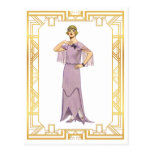Vintage Fashion Lavender Flapper Gown 1920s Postcard