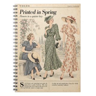 Vintage Fashion Magazine Pages, Antique Style Notebook
