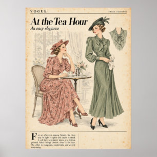 Vintage Fashion magazines Pages, Retro Fashion  Poster