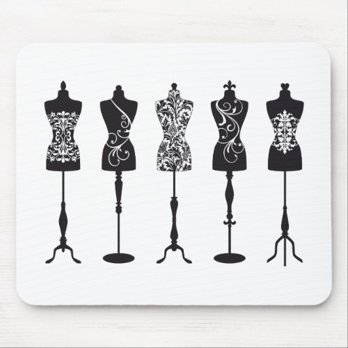 Vintage fashion mannequins silhouettes mouse pad