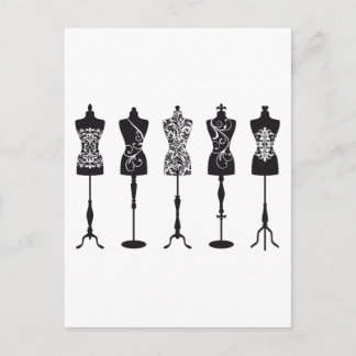 Vintage fashion mannequins silhouettes postcard