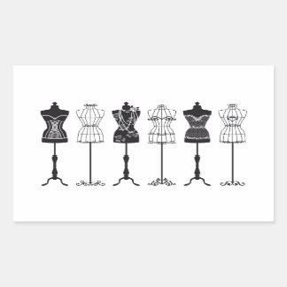 Vintage fashion mannequins silhouettes rectangular sticker