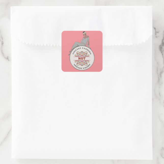 Vintage Fashion Not Vintage Values  Square Sticker (Bag)