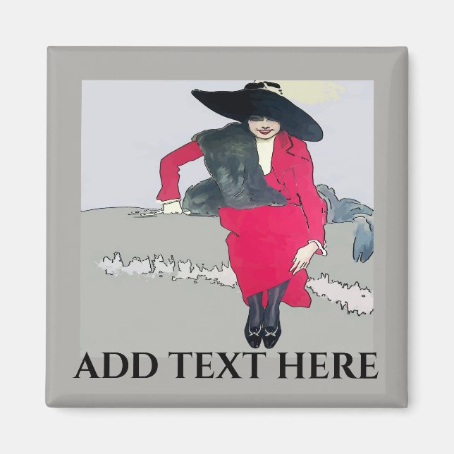 Vintage Fashion Poster, add text Magnet (Front)