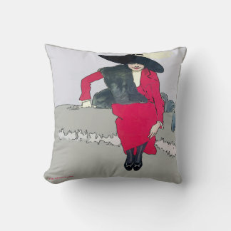 Vintage Fashion Poster, add text Throw Pillow