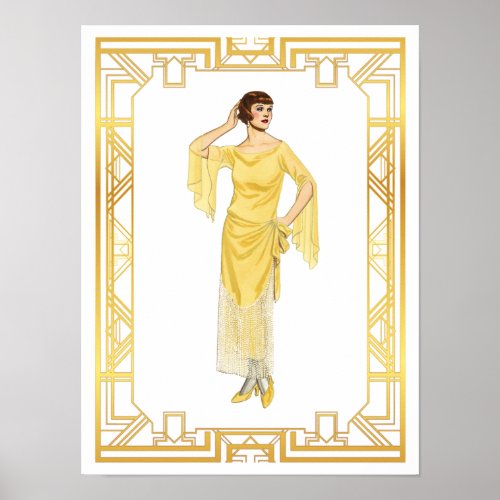 Vintage Fashion Roaring 20s Flapper Evening Gown Poster