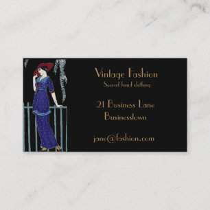 Vintage fashion second hand clothing store business card