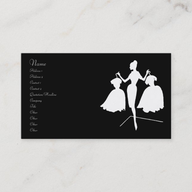 Vintage Fashion Silhouette Business Card (Front)