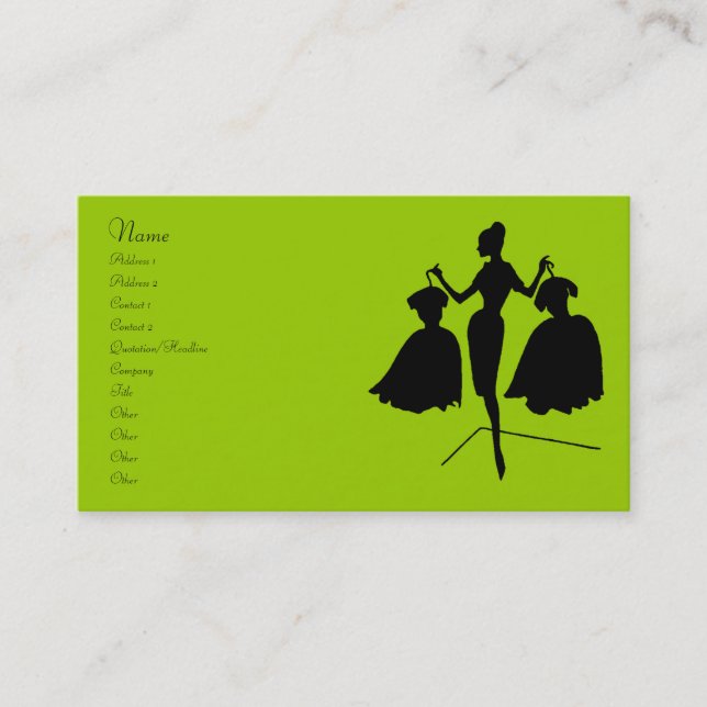 Vintage Fashion Silhouette Business Card (Front)