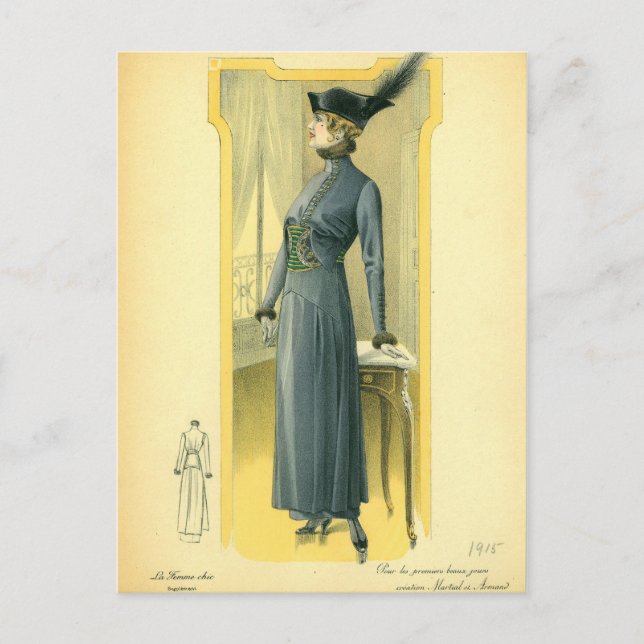 Vintage Fashion Sketch Postcard (Front)