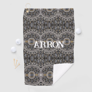 vintage fashion steampunk gothic silver black  golf towel