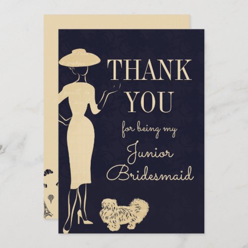 Vintage Fashion Thank You Junior Bridesmaid Card