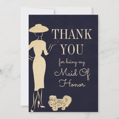 Vintage Fashion Thank You Maid Of Honor Card